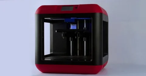 Working 3D printer isolated white background 4k video. Printing model Stock Footage 70673842