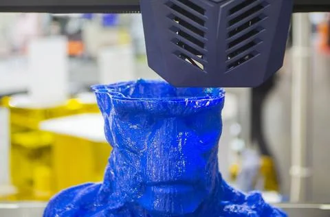 Working 3D printer printing an object from plastic. Printing a model from molten Stock Photos