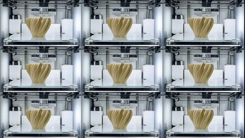 Working 3D printer, printing a vase. Industrial Revolution Concept. Stock Footage 100022018