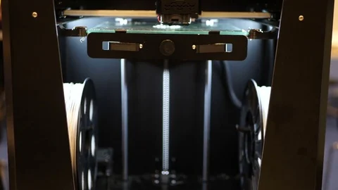 Working 3d printer sequence. Tripod. Printing with Plastic Wire Filament on 3D Stock Footage 82546196