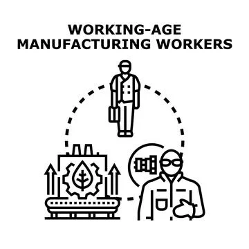 Working age manufacturing workers and industrial labor concepts 스톡 일러스트