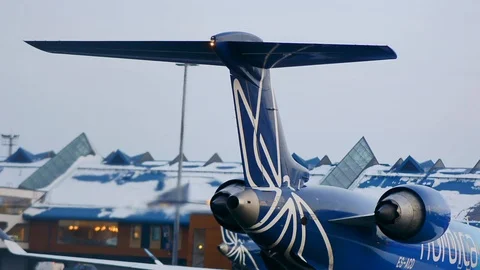 Working airplan engines Stock Footage
