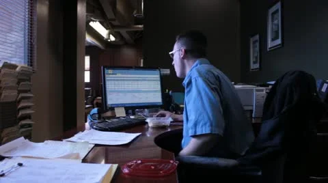 Working and eating. Stock Footage 18443657