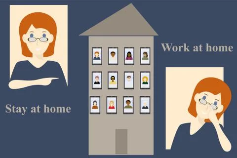 Working and learning at Home Stock Illustration