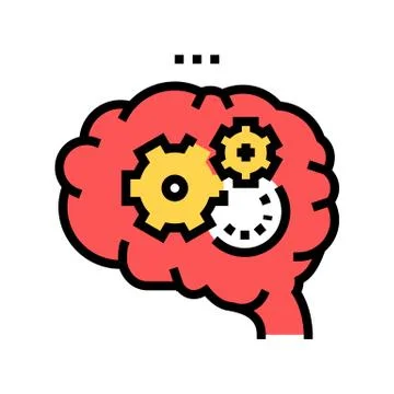 Working and thinking brain color icon vector illustration 库存插图