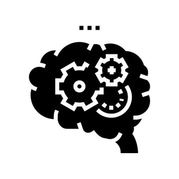 Working and thinking brain glyph icon vector illustration Illustrazione stock