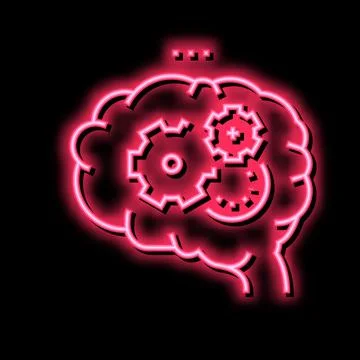 Working and thinking brain neon glow icon illustration Illustration
