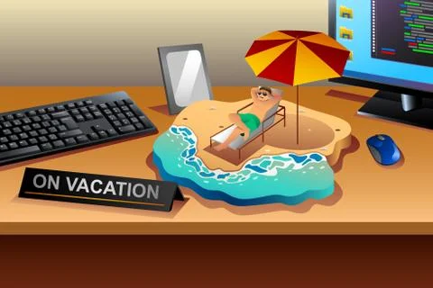 Working and Vacation Concept Stock Illustration