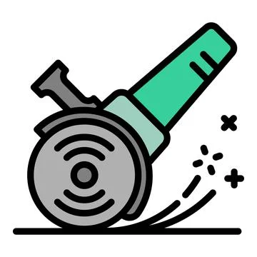 Working angle grinder icon, outline style Stock Illustration