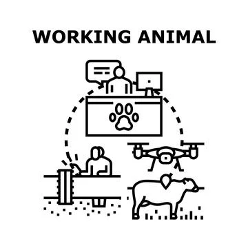 Working animal concept with different professions icon set 스톡 일러스트
