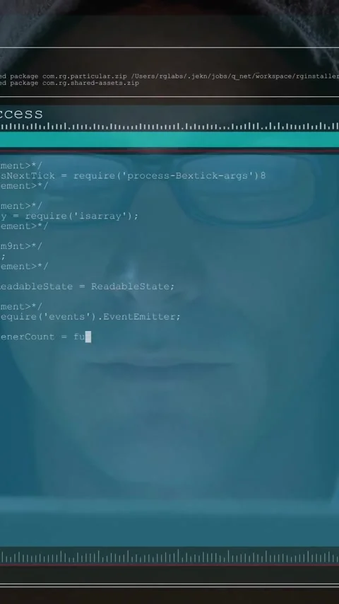 Working on animation, hacker in hooded jacket coding on computer screen Stock Footage 319071986