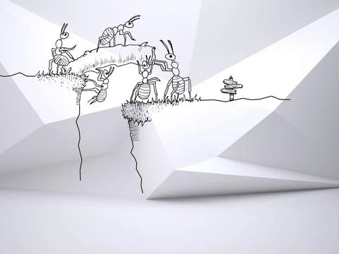 Working ants on abstract background Stock Illustration