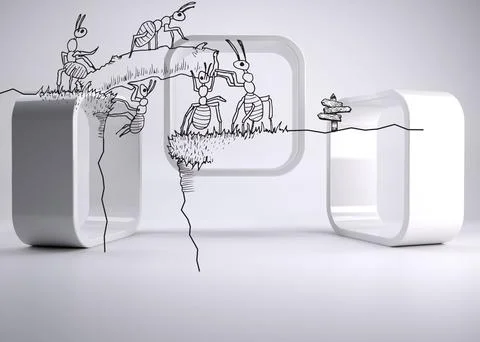 Working ants on abstract background Stock Illustration