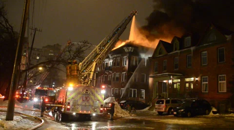 Working Apartment Fire With Flames 2 Stock Footage 35696878