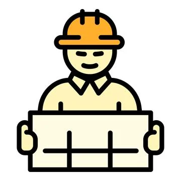Working architect icon, outline style Stock Illustration
