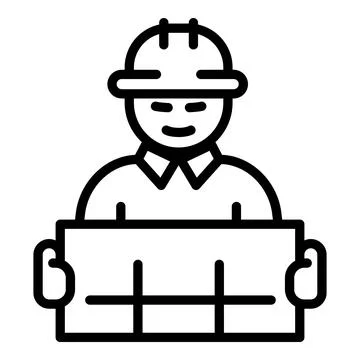 Working architect icon, outline style Stock Illustration