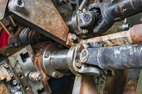 The working area of cnc multiform spring coiling machine close up. Photos