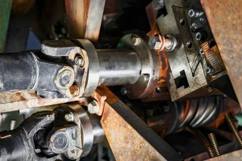 The working area of cnc multiform spring coiling machine close up. Stock-Fotos