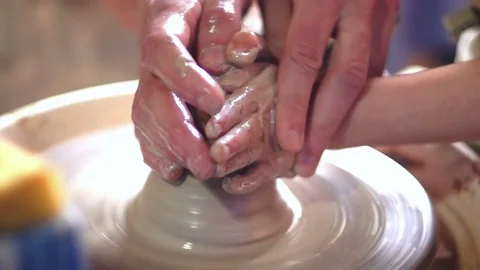 Working art pot clay Stock Footage 74957901