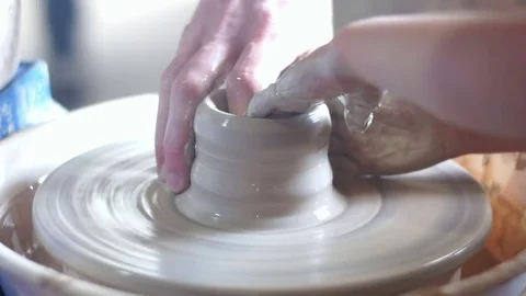Working art pot clay Stock Footage 74958132