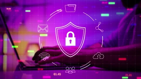 Working artificial intelligence. laptop in neon light with computer VPN, virtual Stock Footage 240753034