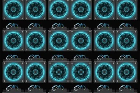 Working asic computers for mining with light Stock Illustration