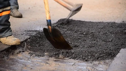 Working asphalt laying Video stock 80961534