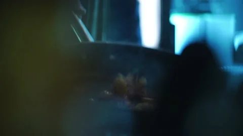 Working atmosphere in the restaurant kitchen. Chefs are preparing the dish. Vidéo 141790880