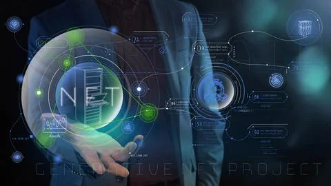 Working with augmented reality with NFT infographics Stock Illustration