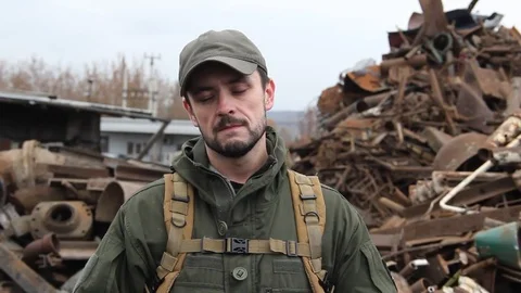 Working on the background of the scrap yard Stock Footage 81469327