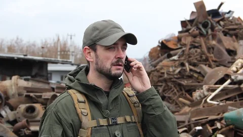 Working on the background of the scrap yard Stock Footage 81469450