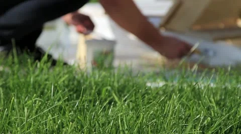 Working in the backyard Stock Footage 22037958