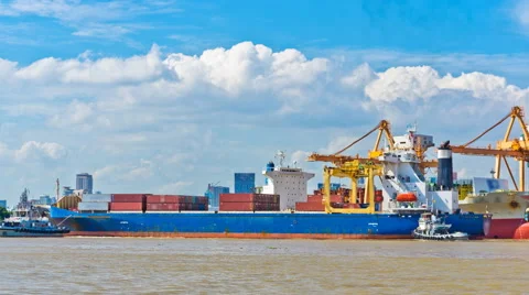Working at Bangkok shipyard time lapse. Stock Footage 41103375