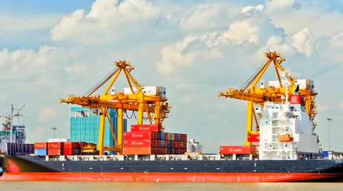Working at Bangkok shipyard time lapse. Stock Footage 41107778