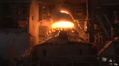 Working basic oxygen furnace Stock Footage 53038609