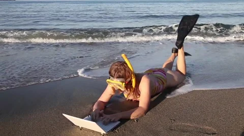 Working at beach 스톡 동영상 44228728