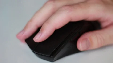 Working with black mouse closeup Stock Footage 79786498