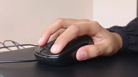 Working with a black mouse on the computer Stock Footage 150398180