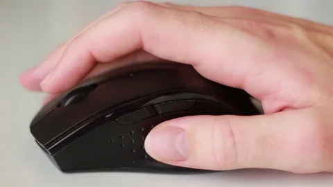 Working with black mouse Stock Footage 79786563