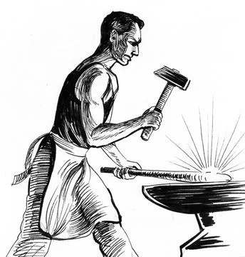 Working blacksmith Illustrazione stock