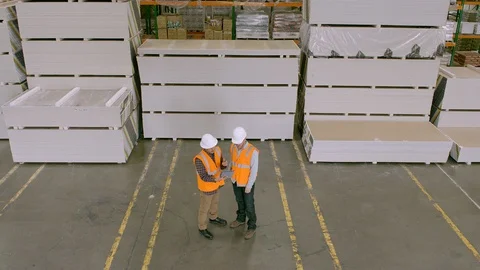 Working, Blue Collar Worker, Manual Worker, Warehouse, Drywall, Standing, Stock Footage 94124274