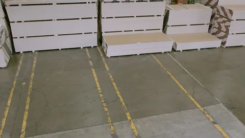 Working, Blue Collar Worker, Manual Worker, Warehouse, Drywall, Indoors, Day, Video stock 94124862