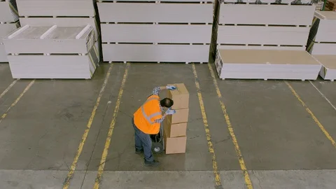 Working, Blue Collar Worker, Manual Worker, Warehouse, Drywall, Indoors, Day, Video stock 94125258