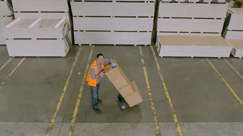 Working, Blue Collar Worker, Manual Worker, Warehouse, Drywall, Indoors, Day, Stock Footage 94125445