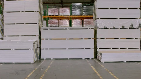 Working, Blue Collar Worker, Manual Worker, Warehouse, Drywall, Indoors, Day, Stock Footage 94127276