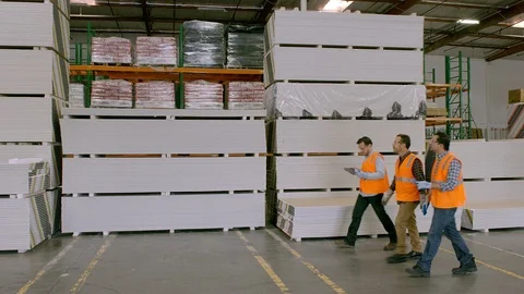Working, Blue Collar Worker, Manual Worker, Warehouse, Drywall, Indoors, Day, Video stock 94128993