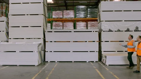 Working, Blue Collar Worker, Manual Worker, Warehouse, Drywall, Indoors, Day, Stock Footage 94129290