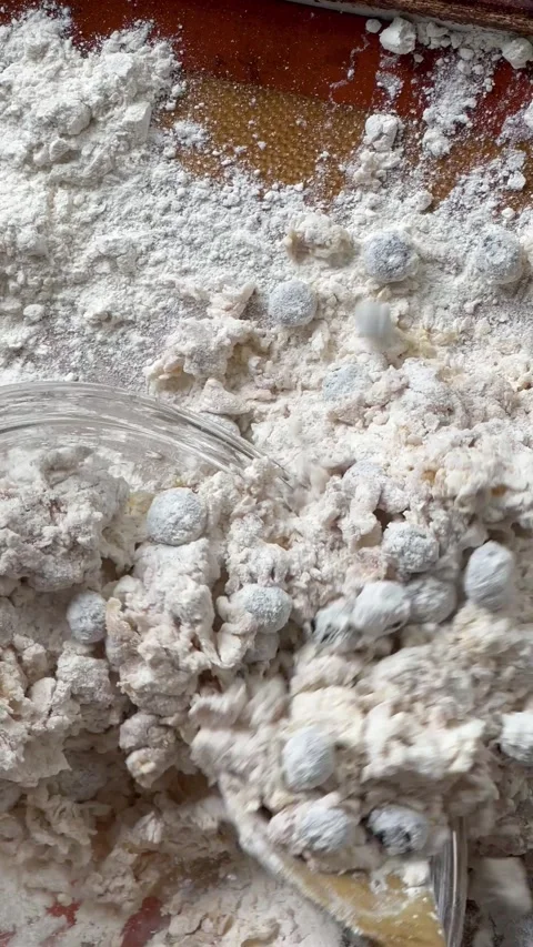 Working with blueberry scone dough Stock Footage 242372190