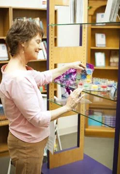 Working in Bookstore Foto stock