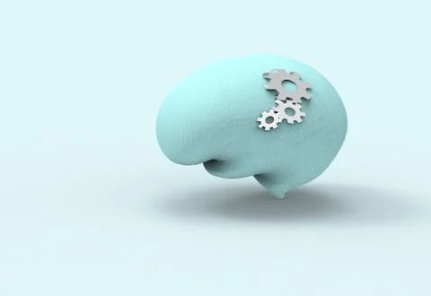 Working brain and rational thinking concept in blue monochromatic color Stock Illustration